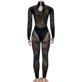 Women sexy black lace dress