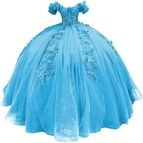 Women colorful off-the-shoulder appliqué formal party dress with tulle appliqués(Processing time need 3-6 days)