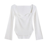 African-Style Fall/Winter Off-The-Shoulder Basic Knitting Sweater Top