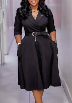 Plus-Size Women Elegant Turndown Collar African Dress Plus-Size Women Elegant Turndown Collar African Dress