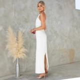 Women summer sexy backless lace-up halter neck dress