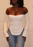 African-Style Fall/Winter Off-The-Shoulder Basic Knitting Sweater Top