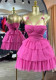 Women summer bow-tie strapless ruffled dress
