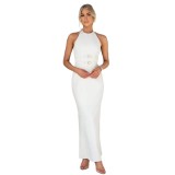 Women summer sexy backless lace-up halter neck dress