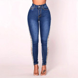 Women Sexy Lace Denim Pants