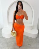 Women summer sexy solid backless camisole and bodycon skirt two-piece set