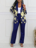 Women Elegant Fall/Winter V-Neck Long-Sleeved Top and Pants Two-Piece Set