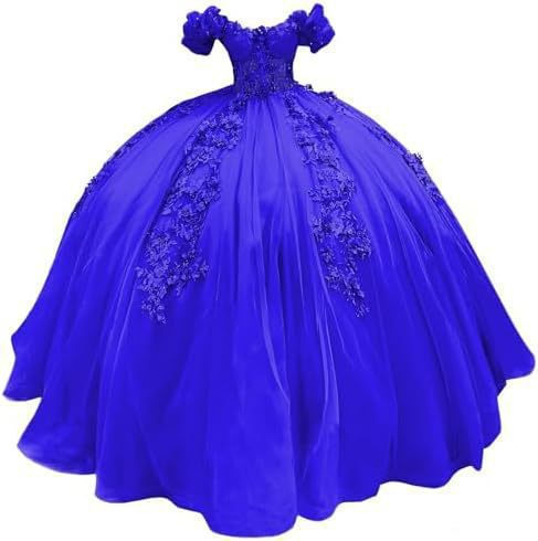 Women colorful off-the-shoulder appliqué formal party dress with tulle appliqués(Processing time need 3-6 days)