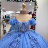 Women colorful off-the-shoulder appliqué formal party dress with tulle appliqués（Processing time need 3-6 days）