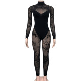 Women sexy black lace dress
