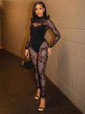 Women sexy black lace dress