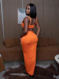 Women summer sexy solid backless camisole and bodycon skirt two-piece set