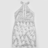 Sequin Party Evening Dress Women Sleeveless Bodycon Mini Dress