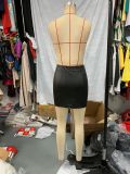 Summer Women Sexy High Waist Zipper Black Bodycon PU Leather Skirt