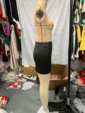 Summer Women Sexy High Waist Zipper Black Bodycon PU Leather Skirt