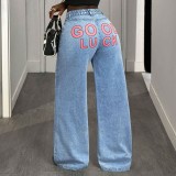 Women's Wide Leg Loose Straight Denim Pants