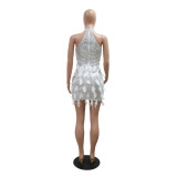 Sequin Party Evening Dress Women Sleeveless Bodycon Mini Dress