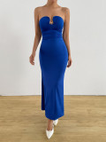 Strapless Women'sSexy Hollowed Out Low Back Long Dress