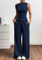 Women's Casual Career Solid Color Asymmetric Top and Pants Two-Piece Set Women's Casual Career Solid Color Asymmetric Top and Pants Two-Piece Set