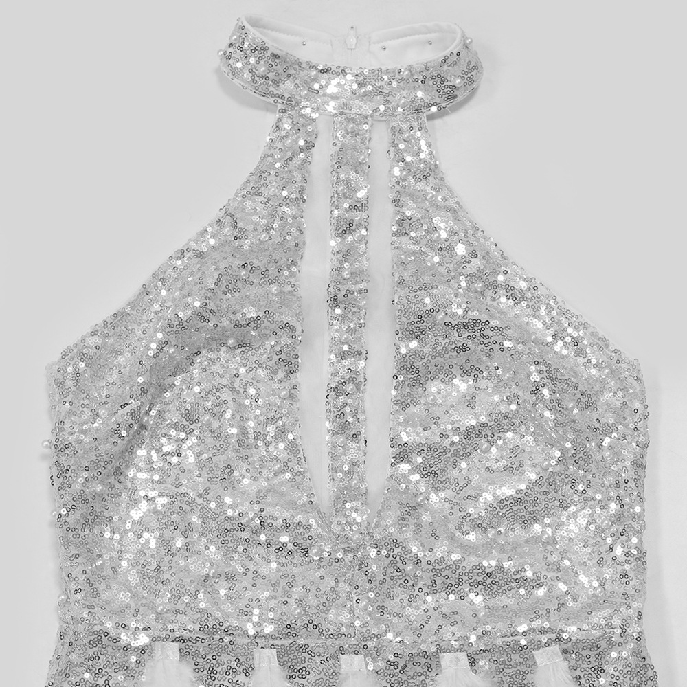 Sequin Party Evening Dress Women Sleeveless Bodycon Mini Dress