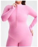 Plus Size Zipper Long Sleeve Fitness Sport Bell Bottom Jumpsuit Tight Fitting Yoga wear