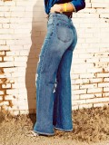 Women's Ripped Denim Pants Stretch Casual Jeans