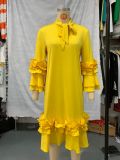 Spring Summer Fashion Casual Bell Sleeve Plus Size Dress