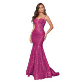 Women Solid Strapless Formal Party Fishtail Evening Dress（Processing time need 3-6 days）