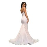 Women Solid Strapless Formal Party Fishtail Evening Dress（Processing time need 3-6 days）