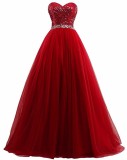 Women Burgundy Strapless Prom Evening Dress（Processing time need 3-6 days）
