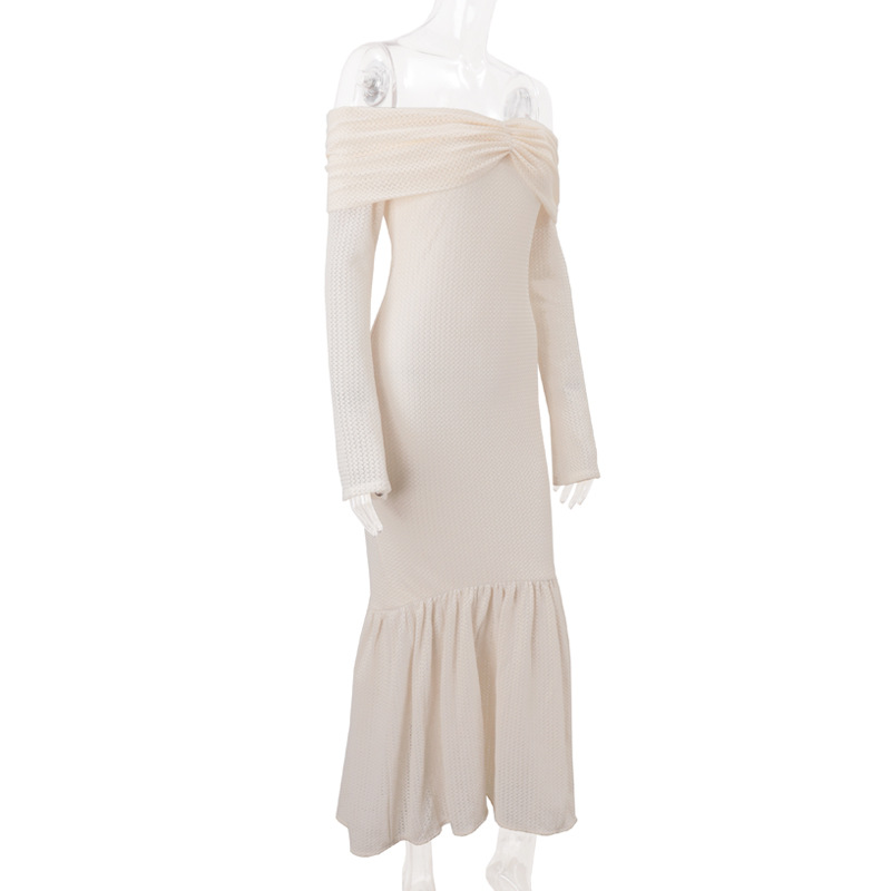 Women Fall Sexy Off-Shoulder Strapless Long-Sleeved Fishtail Dress