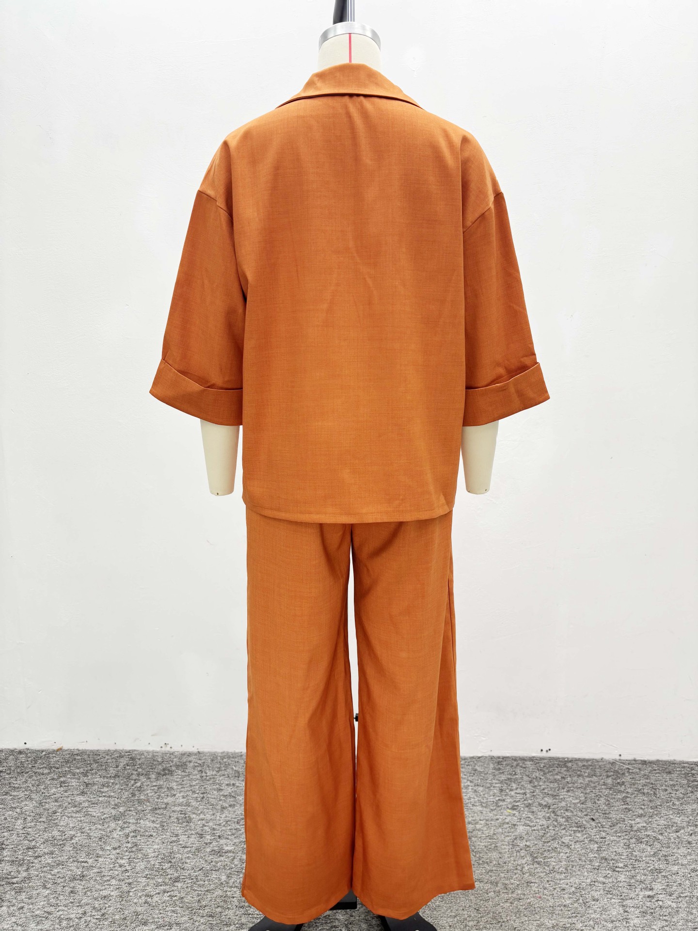 Women Turndown Collar Shirt and Pant Two-Piece Set