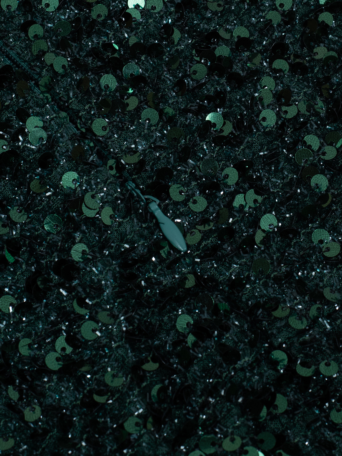 Women Spring/Summer V-Neck Sequined Short-Sleeved Dark Green Maxi Bodycon Evening Dress