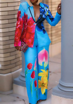 Women V-Neck Casual Blazer Two-Piece Set