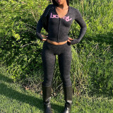 Women Autumn Hooded Camouflage Print Long-Sleeved Top and Pants Two-Piece Set