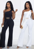 Women Summer Elegant Slash Shoulder Jumpsuit
