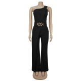 Women Summer Elegant Slash Shoulder Jumpsuit
