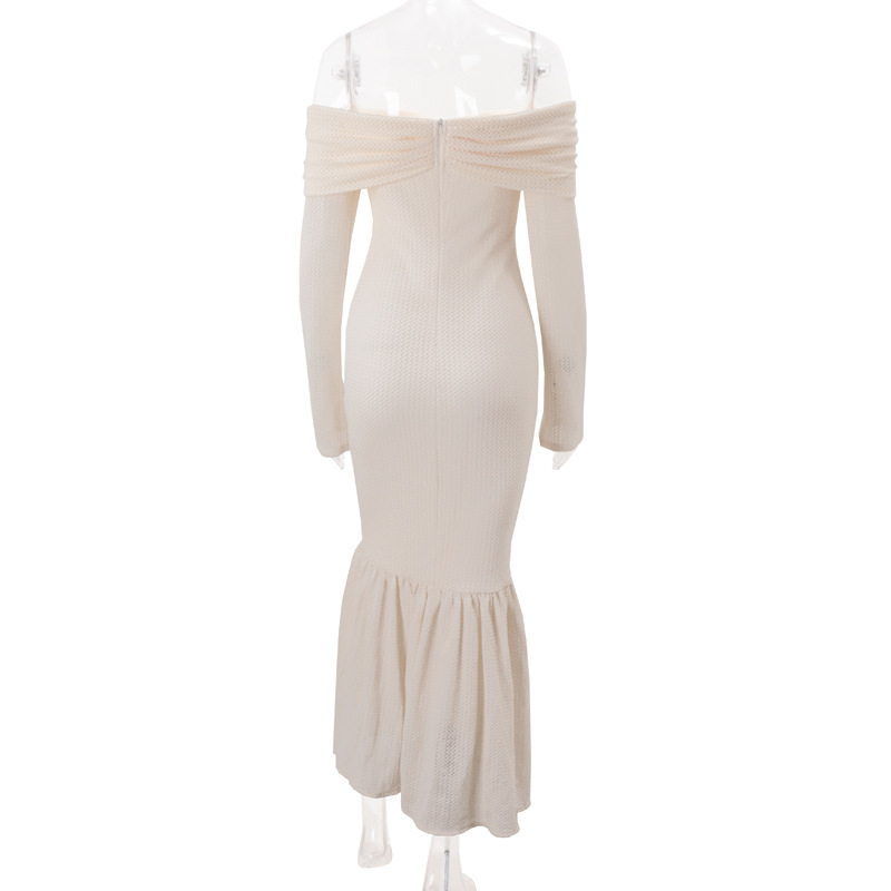 Women Fall Sexy Off-Shoulder Strapless Long-Sleeved Fishtail Dress