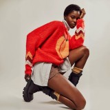 Women Winter Casual Round Neck Printed Knitting Sweater