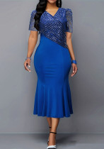 Plus Size Women Spring 3/4 Sleeve Dress