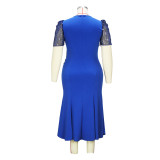 Plus Size Women Spring 3/4 Sleeve Dress