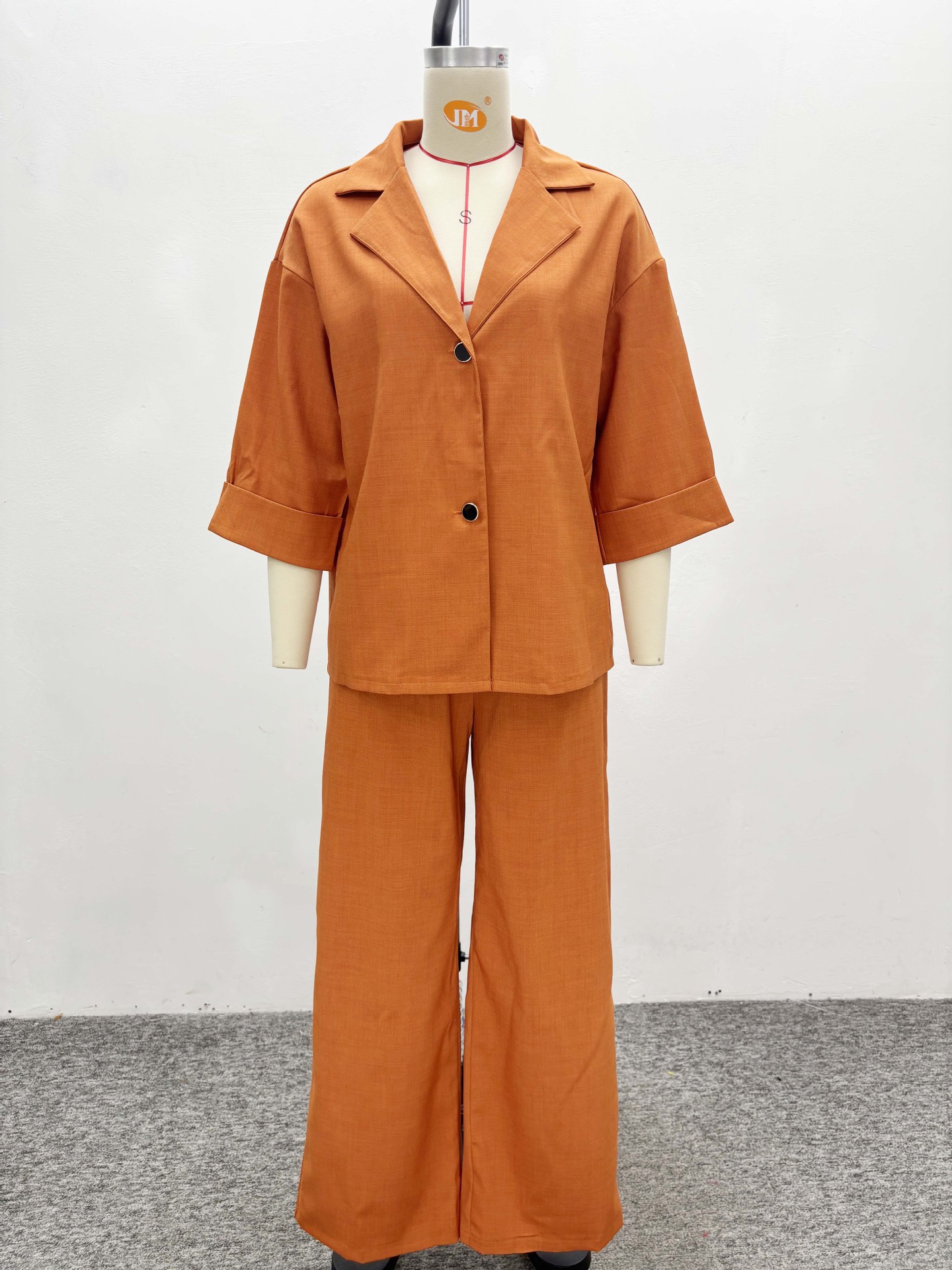Women Turndown Collar Shirt and Pant Two-Piece Set