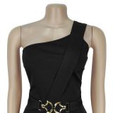 Women Summer Elegant Slash Shoulder Jumpsuit