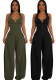Women Pocket Sleeveless Backless Casual Jumpsuit