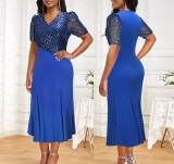 Plus Size Women Spring 3/4 Sleeve Dress