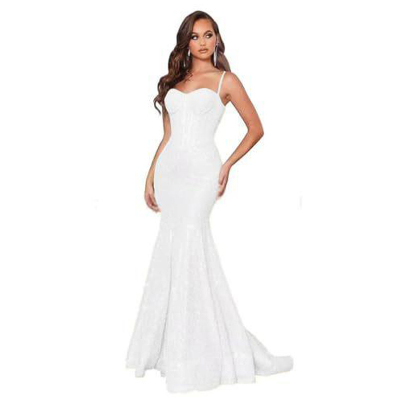 Women Solid Strapless Formal Party Fishtail Evening Dress(Processing time need 3-6 days)