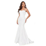 Women Solid Strapless Formal Party Fishtail Evening Dress（Processing time need 3-6 days）