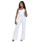 Women Summer Elegant Slash Shoulder Jumpsuit