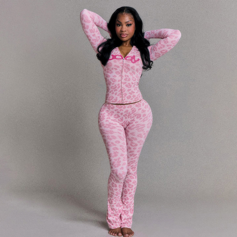 Women Autumn Hooded Camouflage Print Long-Sleeved Top and Pants Two-Piece Set