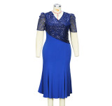 Plus Size Women Spring 3/4 Sleeve Dress